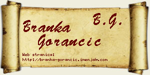 Branka Gorančić vizit kartica